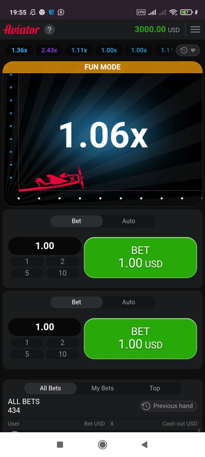 Visit the Aviator page in the Ricky Casino app.