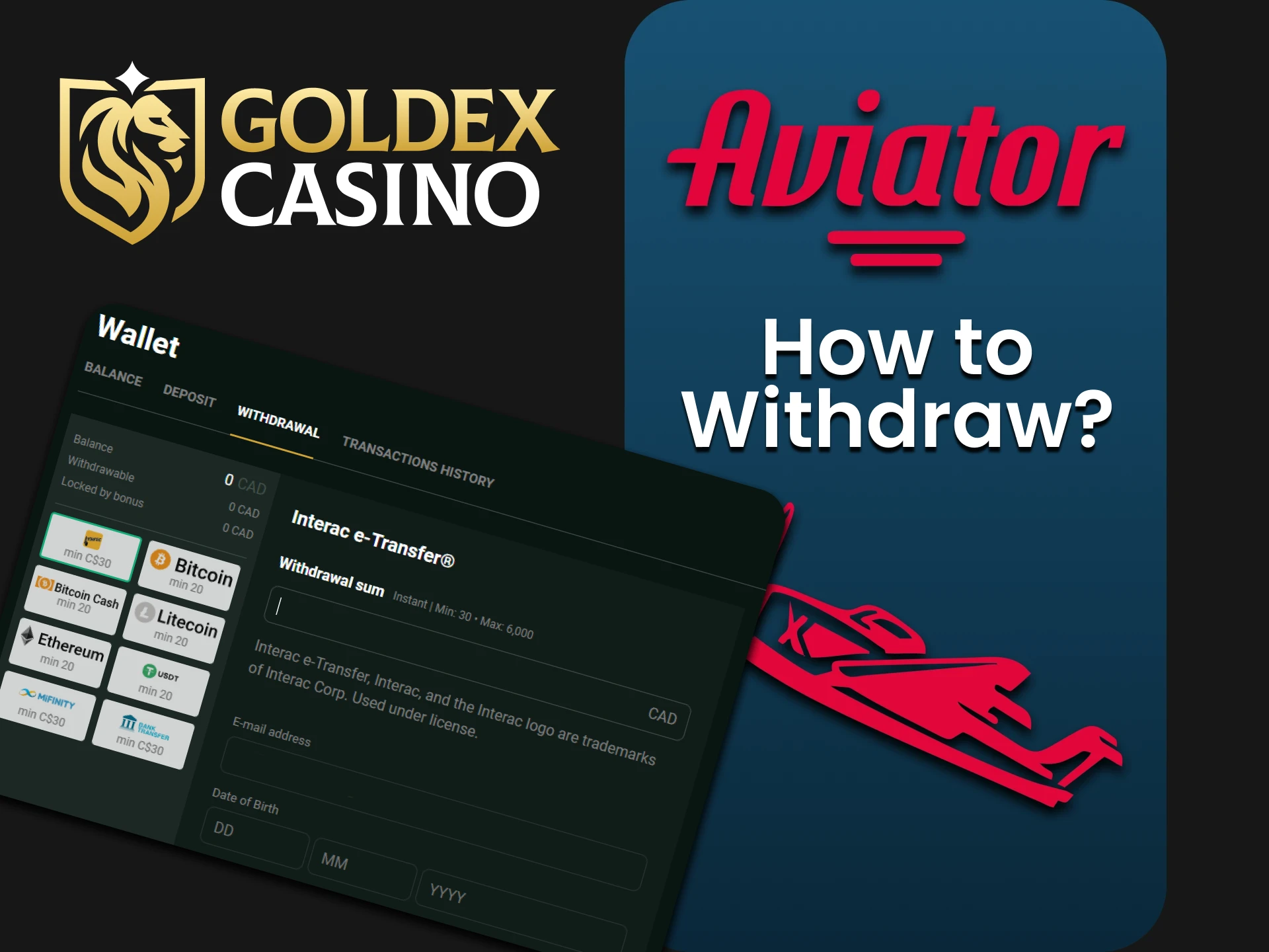 Read the information on how to withdraw your winnings from Aviator at Goldex Casino.