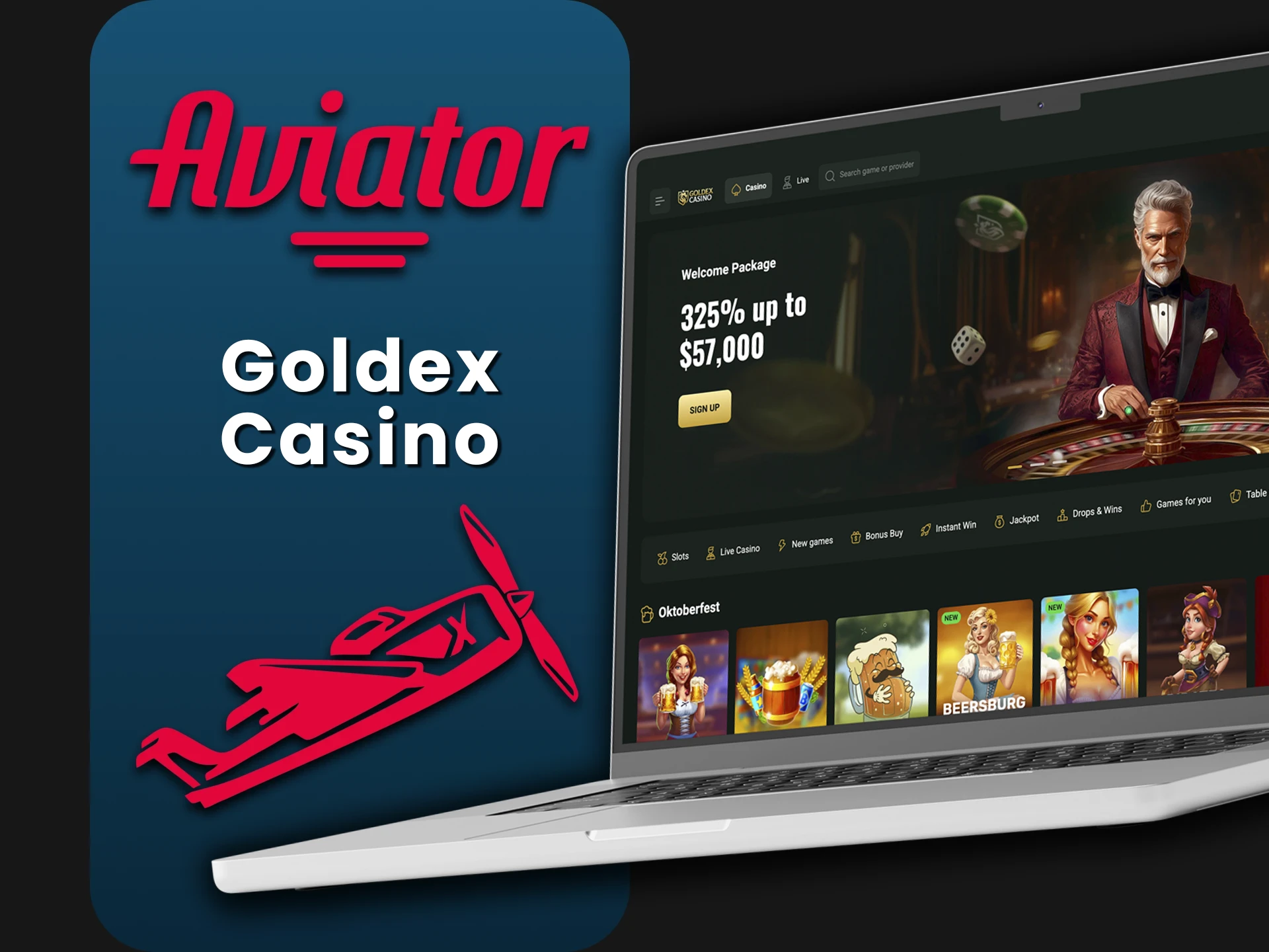 Goldex Casino is a reputable casino offering attractive bonuses for playing Aviator.