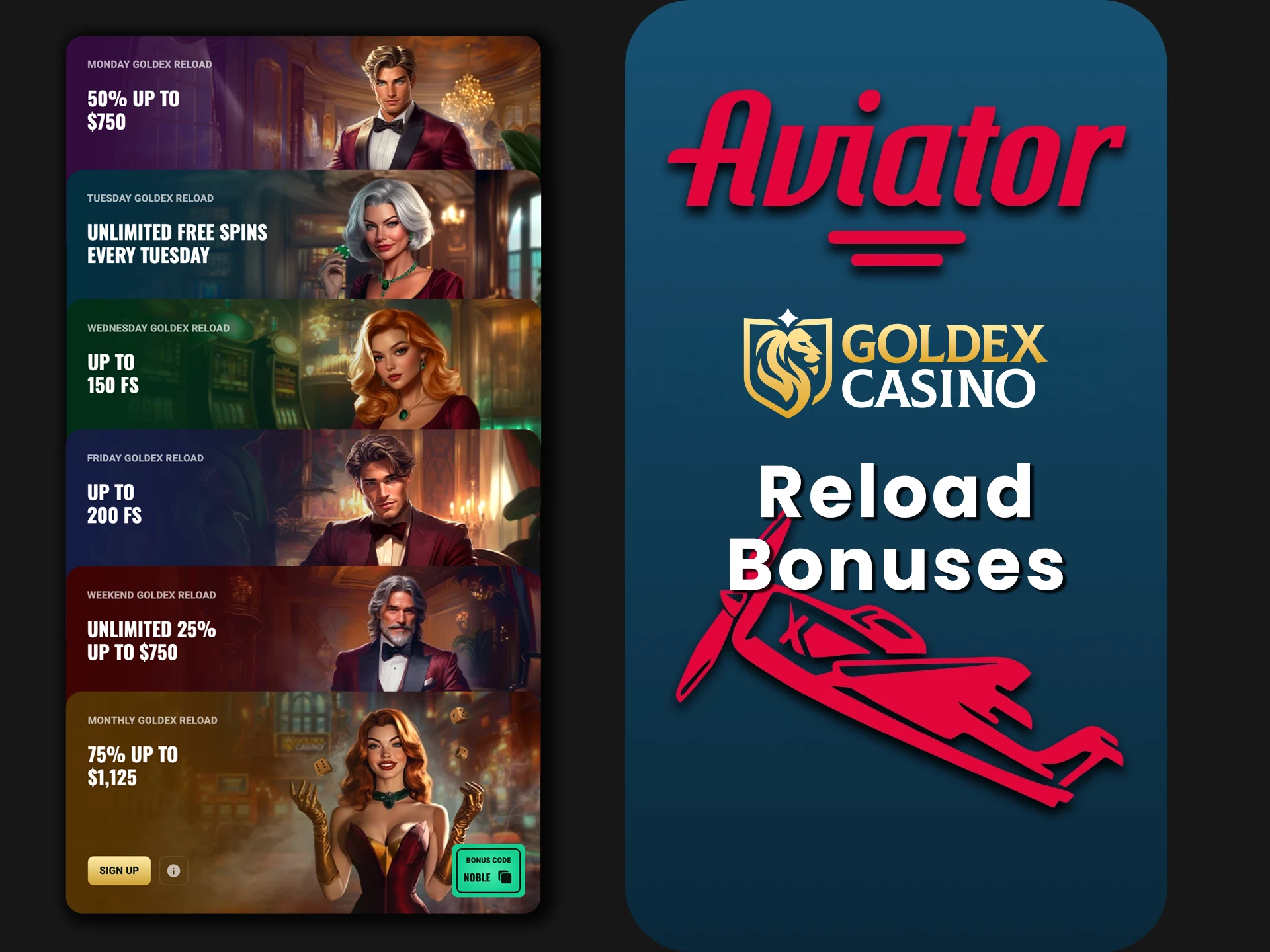 Utilise the unique bonuses from Goldex Casino to achieve your goals in the shortest possible time.